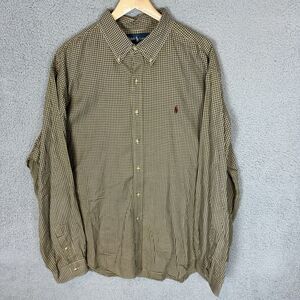 Ralph Lauren Shirt Mens XXL Brown Check Long Sleeve Button Down Classic Fit‎